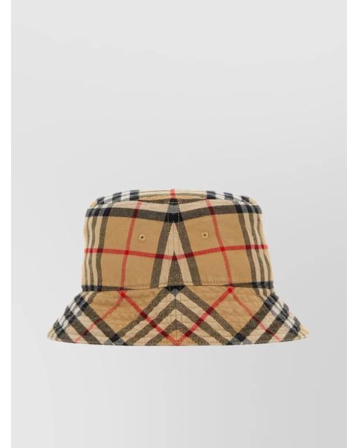 Burberry Natural Cotton Check Bucket Hat for men