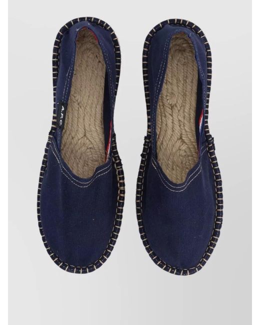 A.P.C. Blue Espadrilles Braided Sole Canvas Upper