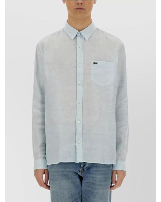 Lacoste Gray Logo Shirt With Pocket And Collar for men