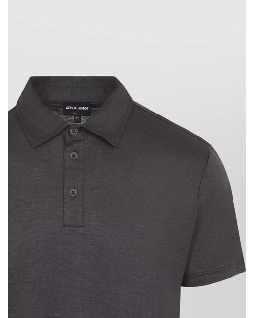 Giorgio Armani Black Silk Cotton Short-Sleeve Polo Shirt for men