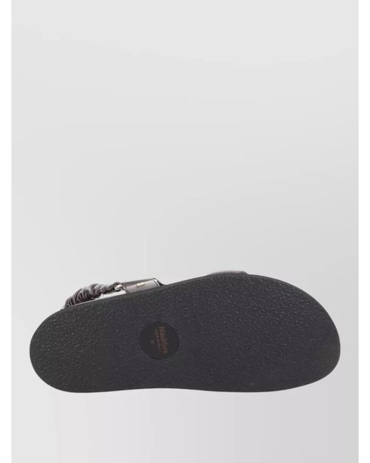 Max Mara Gray Leather Macro Slides