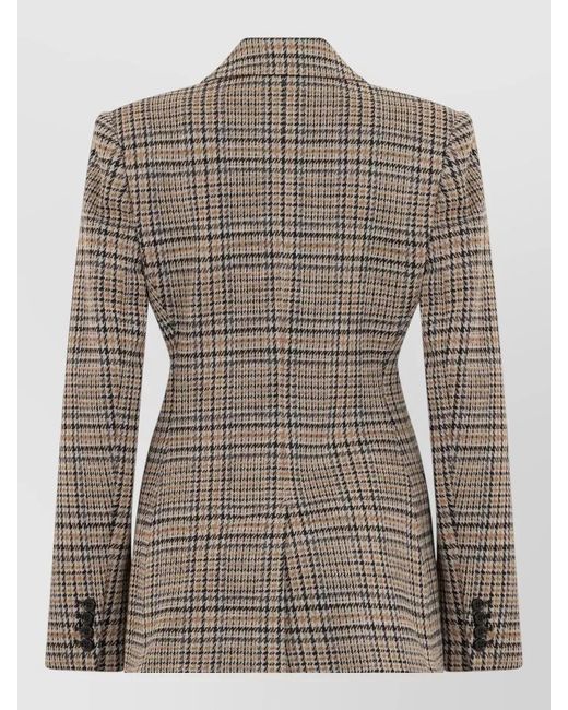 Max Mara Brown Double Breasted Checked Wool Cotton Jacket