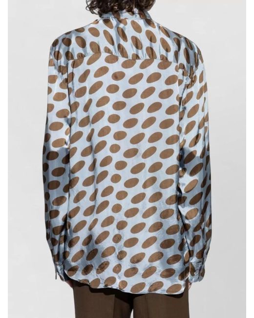 Dries Van Noten Gray Long Sleeve Shirt All Over Pattern for men