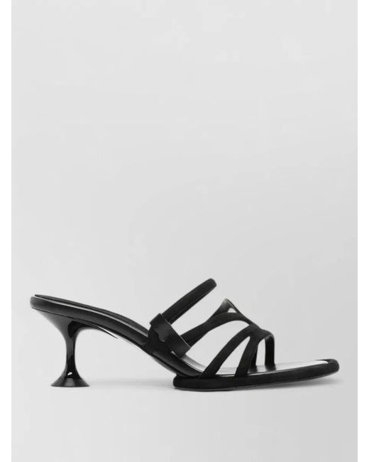 Sergio Rossi Multicolor Suede Leather Mules Sandals Curved Heel