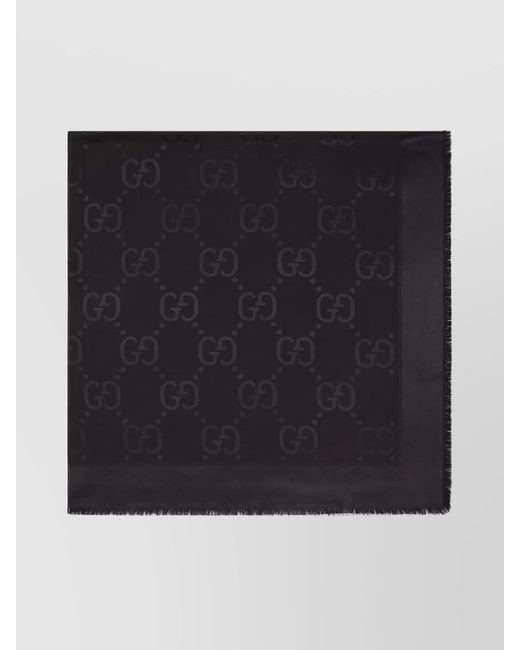 Gucci Black Jacquard Wool And Silk Shawl Gg Motif
