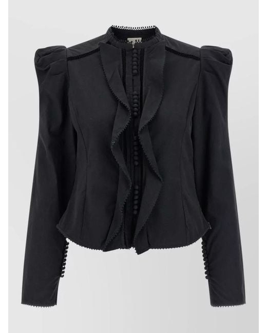 Isabel Marant Black Calina Shirt Jacket Button Detailing Design