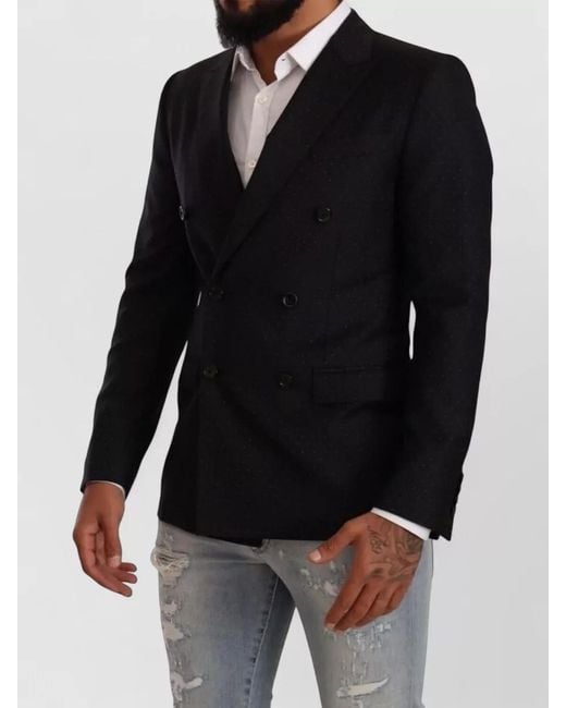 Dolce & Gabbana Black Martini Double Breasted Wool Blazer for men