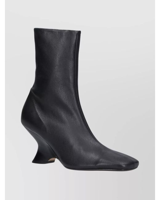 Dries Van Noten Black Leather Ankle Boots