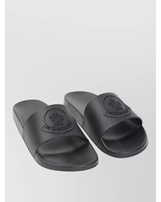 Moncler Gray Basile Slide Sandals Anatomical Strap Logo for men