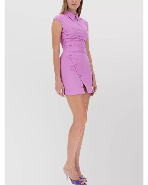 Moschino Pink Draped Dress Button Cap Ruched Silhouette