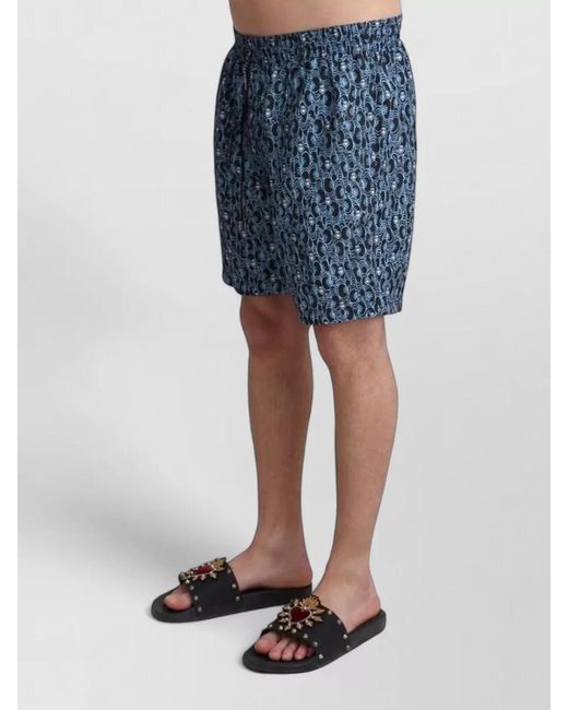 Dolce & Gabbana Blue Printed Swim Shorts for men