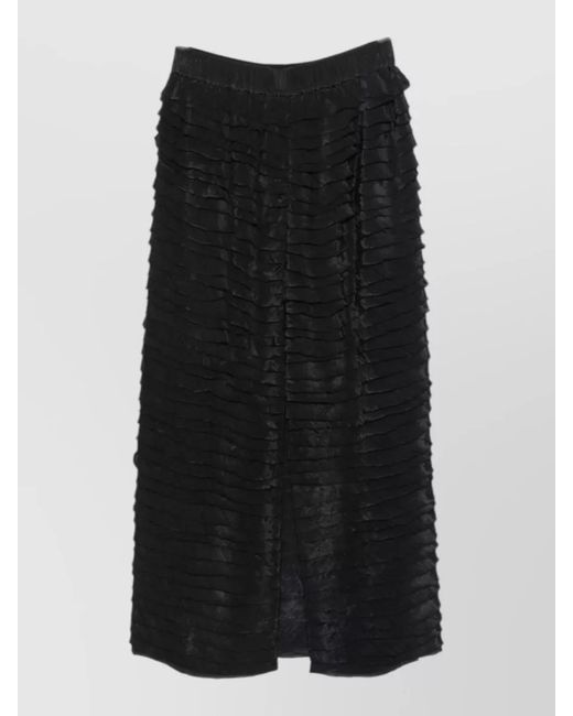 Alysi Black Ruffled Maxi Skirt