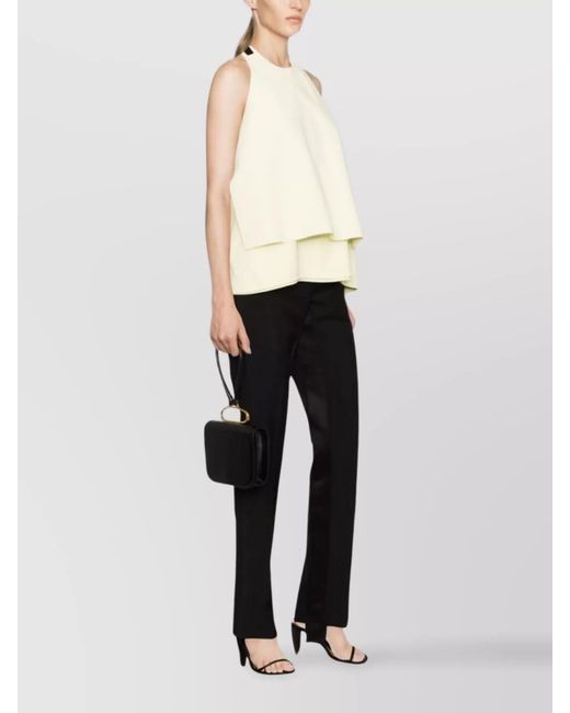 Jil Sander Natural Halterneck Sleeveless Open Back Blouse
