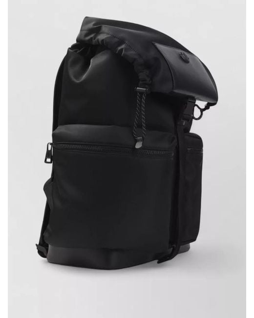 Moncler Black Kenton Nylon Backpack Leather Trim for men