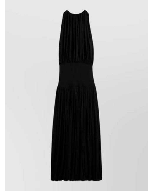 Totême Black Halter Neck Pleated Dress Elasticated Waist