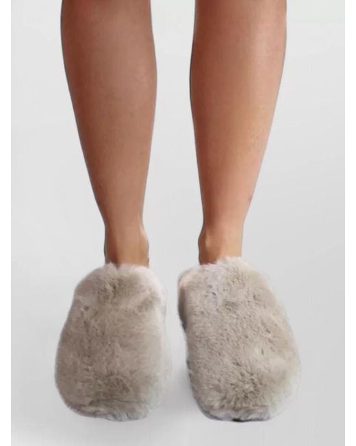 LA ROSE Gray Faux Fur Indoor Slippers Round Toe