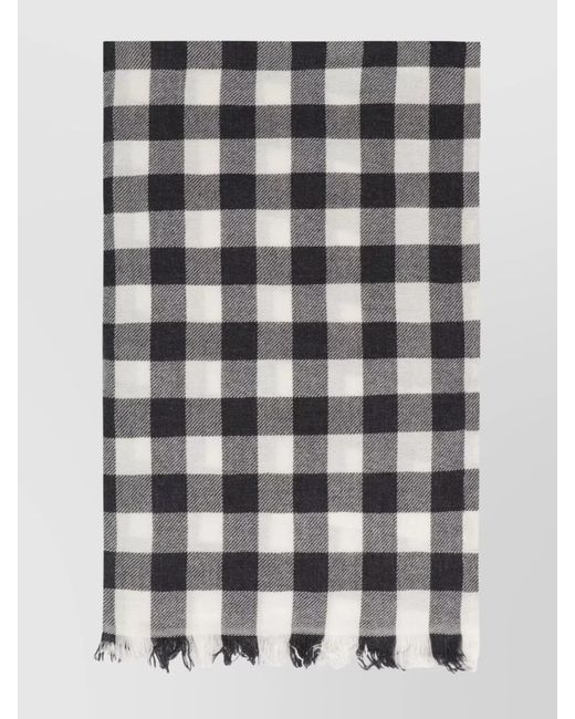 Rick Owens Gray Check Pattern Wool And Cashmere Scarf for men
