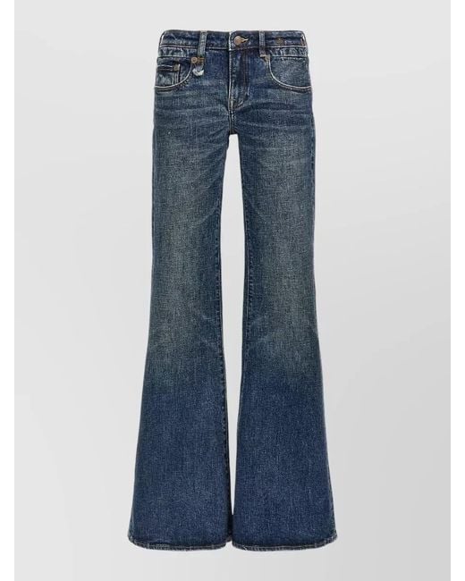 R13 Blue Boy Flare Jeans Belt Loops Five Pockets