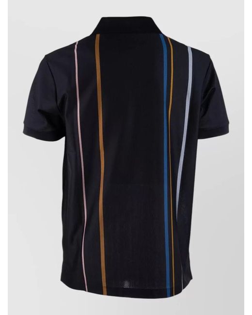 Paul Smith Black Striped Shirt Polo Collar Short Sleeves for men