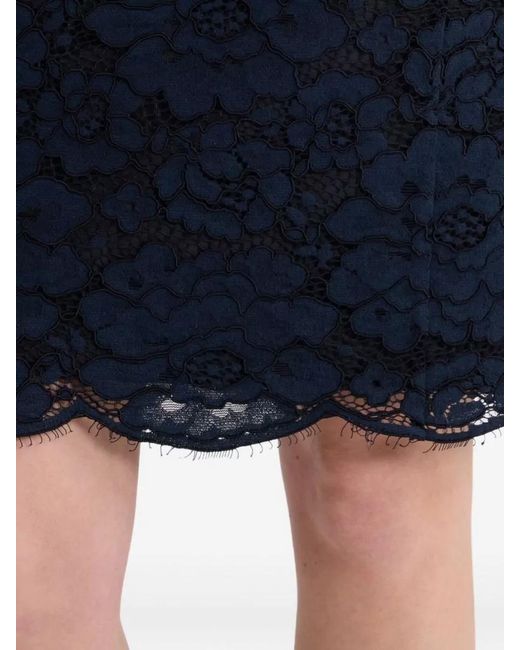 Patou Blue Lace Dress Square Neckline Sleeveless Knee Length