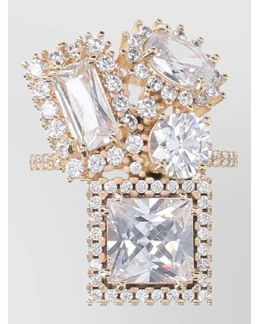 Maison Margiela White Statement Ring Band Multiple Gemstones Design