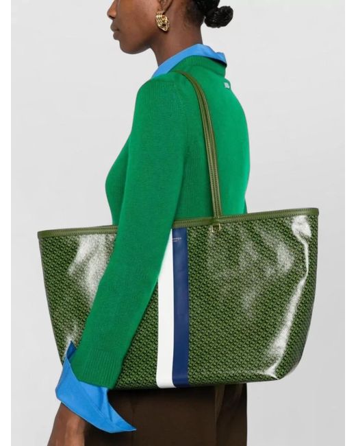 Tory Burch Green The Racer Printed Tote Bag