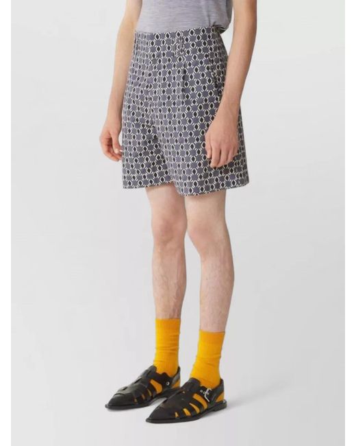 Lanvin Black Pleated Front Shorts Geometric Pattern for men