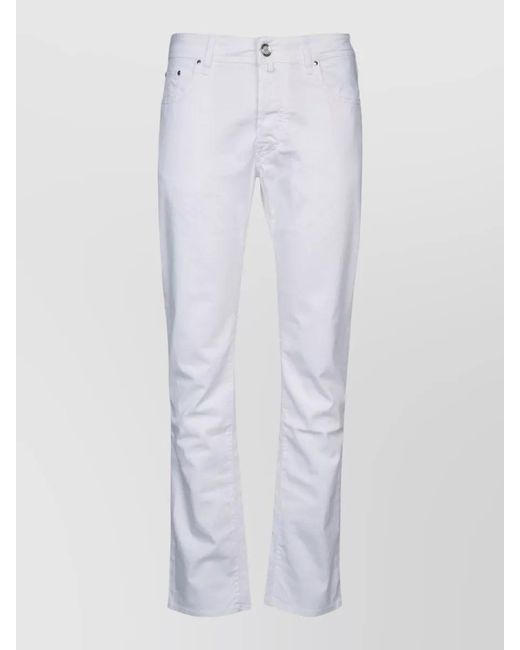 Jacob Cohen White Pants Belt Loops Back Pockets for men