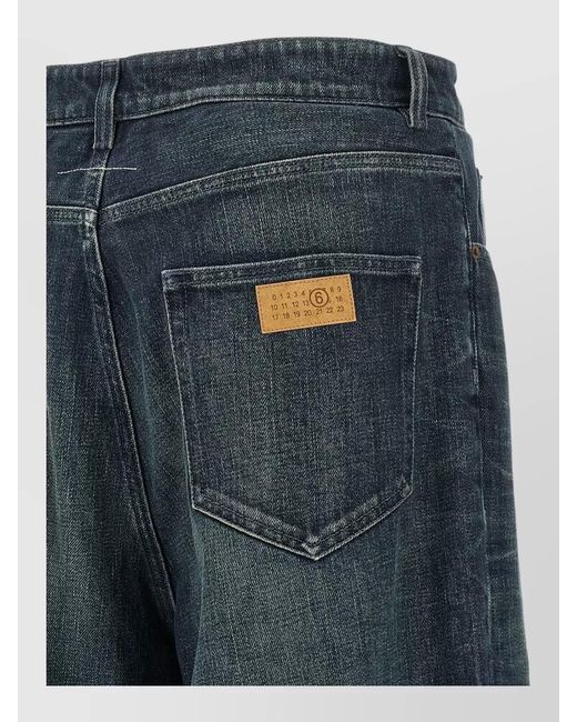 MM6 by Maison Margiela Blue Numeric Signature Wide Leg Denim Trousers for men