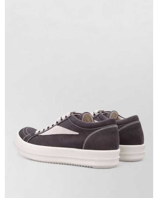 Rick Owens White Denim Low-Top Lace-Up Sneakers