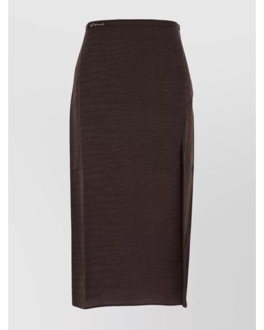 Jacquemus Brown High Waisted Slit Skirt