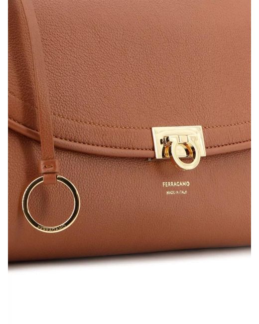 Ferragamo Brown Gancini Leather Clutch Bag