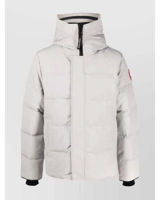 Canada Goose White Short Parka With High Neck And Pockets for men