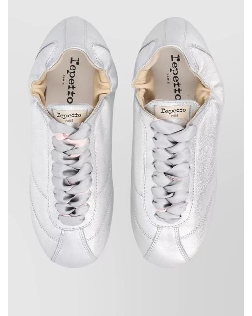 Repetto White Lace Up Tennis Silk Low Top Sneaker