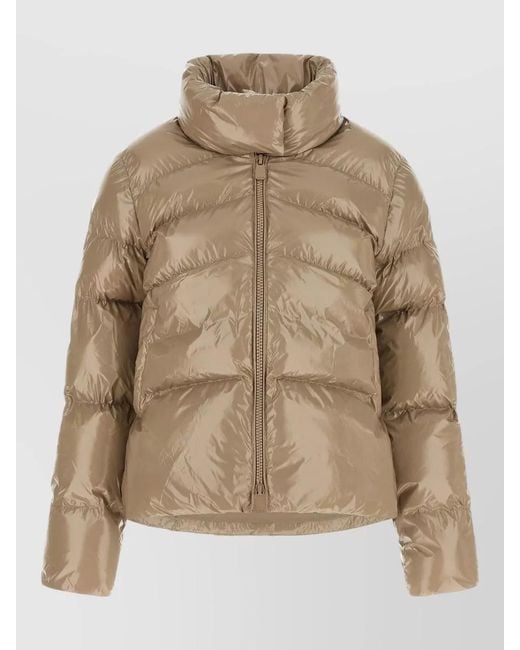 Pinko Natural Mirco Down Jacket High Collar Cropped