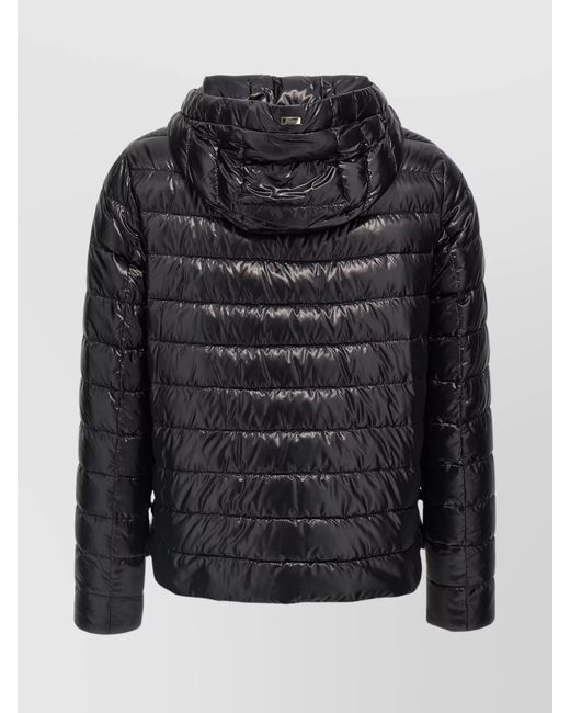 Herno Black Lightweight Down Jacket With Hood And Pockets