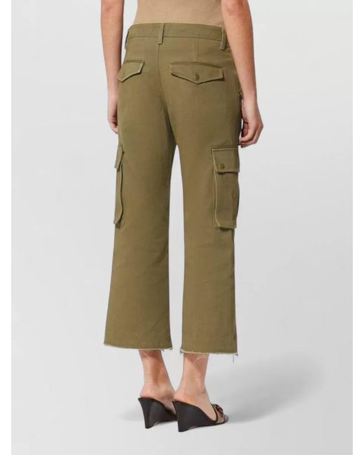 Isabel Marant Green Josine Cargo Trousers Frayed Hem Pockets