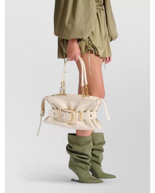 Balmain Natural Tote Bag Top Handle Chain Buckle Hardware