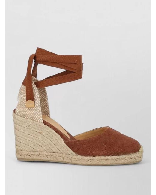 Castaner Brown Canvas Closed Toe Wedge Espadrille Style