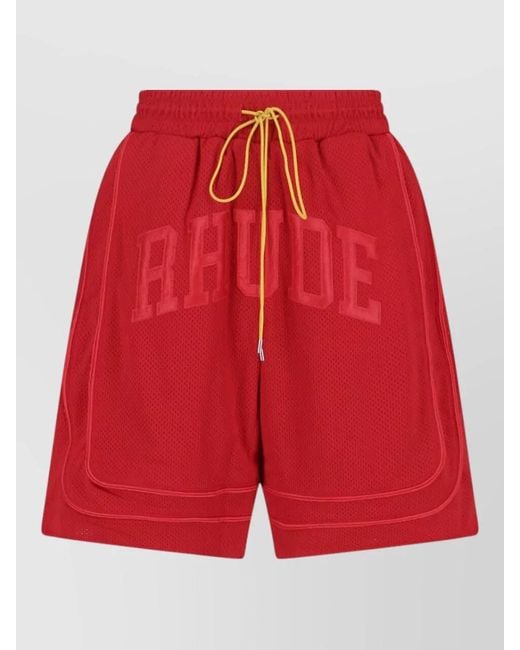 Rhude Red Mesh Shorts Back And Side Pockets for men