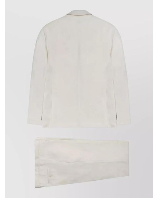 Tagliatore White Linen Single Breasted Coat for men