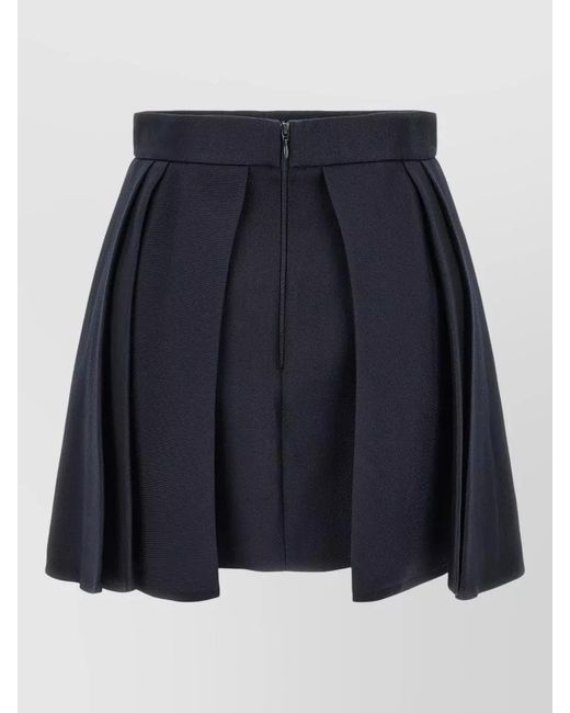 Elisabetta Franchi Blue High Waist Flared Wool Skirt Pleated