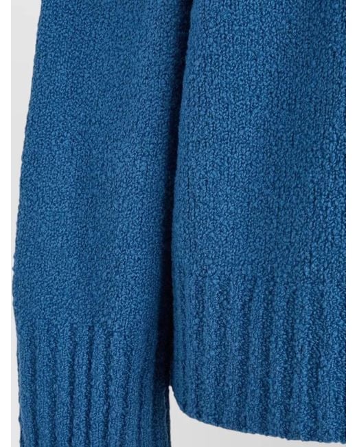 Del Core Blue Oversized Wool Blend Crewneck Sweater