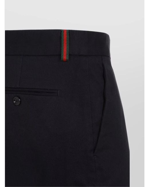 Gucci Blue Cotton Straight-Leg Chino Trousers for men