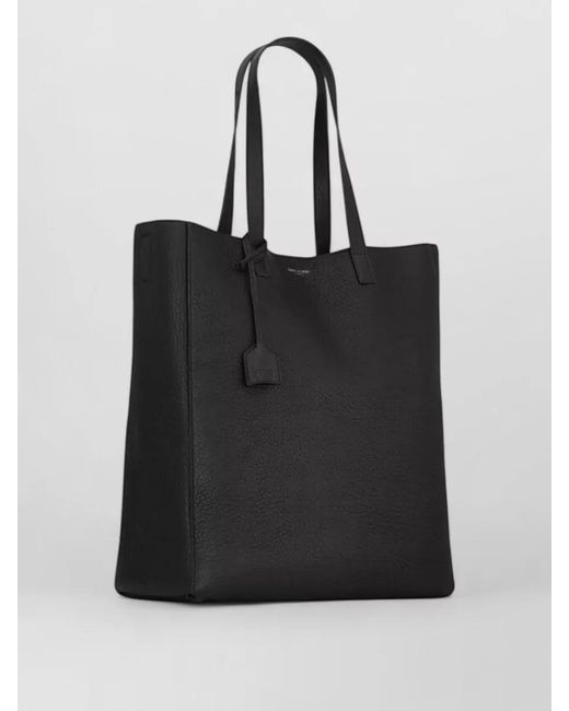 Saint Laurent Black Ysl Bv Shop Tote Textured Leather for men