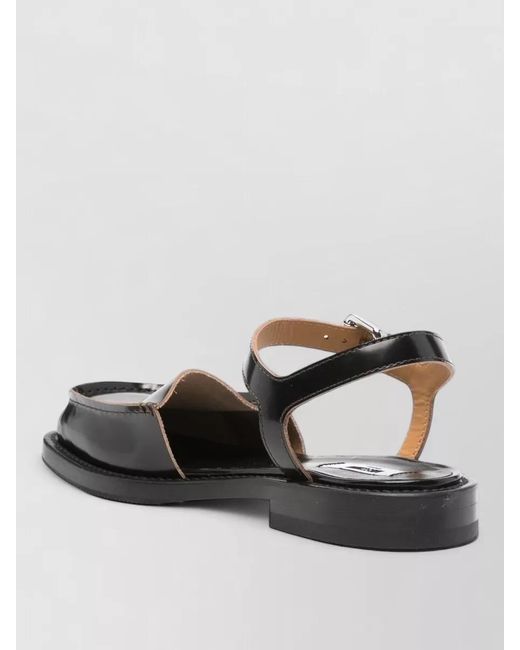 Moschino Black Loafers Open Design Square Toe Ankle Strap