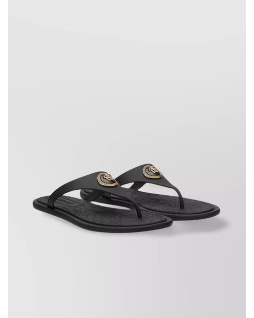 Versace Black Rubber Thong Sandals