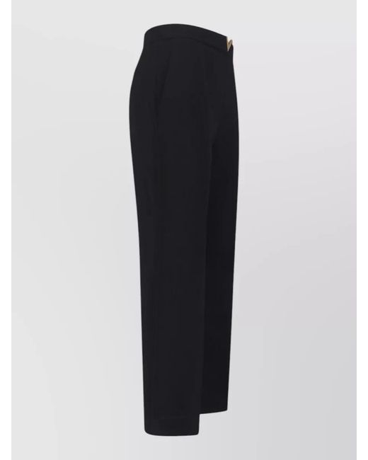 Valentino Blue Virgin Wool High-Rise Cropped Flared Tailored Trousers