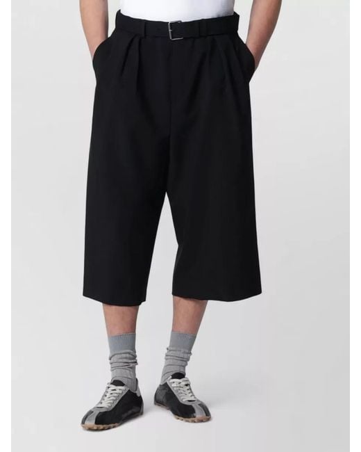 Dries Van Noten Black Cropped Trousers Pleated Front Belt Loops for men
