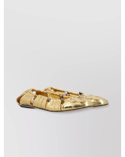 Chloé Metallic Leather Cutout Ballerina Shoes